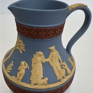 Wedgwood Tri-color Jasperware Etruscan Jug Pitcher Blue Primrose Terracotta rare